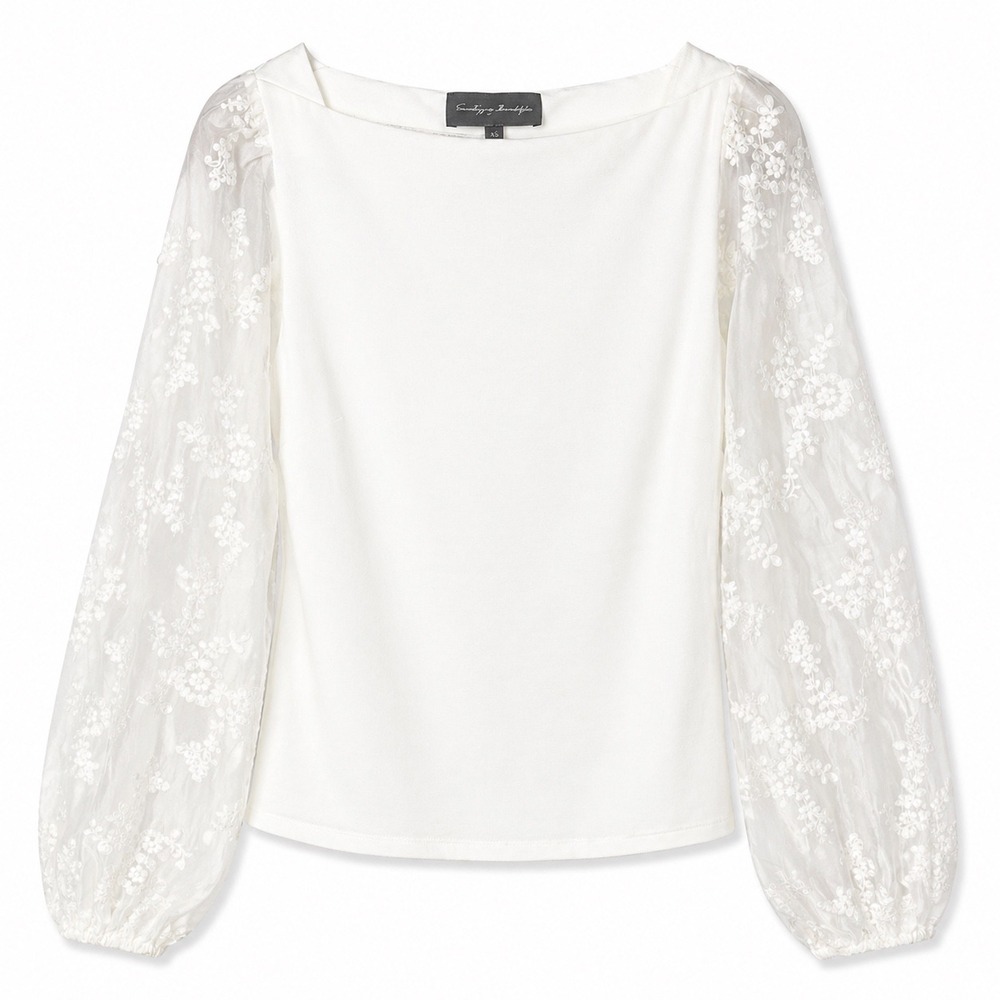 Anthropologie Sunday in Brooklyn Lace Sleeve Blouse Small White Boho